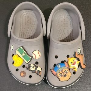 CROCS Gray Kids Sandals with Fun Charms
